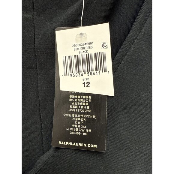 Lauren Ralph Lauren Column Gown Size 12 Black Off Shoulder Side Slit Dress NEW - Picture 9 of 14